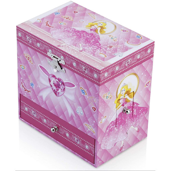 Gemma Violet Musical Jewellery Box For Little Girls With 3 Drawers And